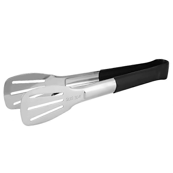 Rustfritt Stål Kjøkken Tang BBQ Tang Utility Tang Klips 9 tommer klips tre linjer (Svart)