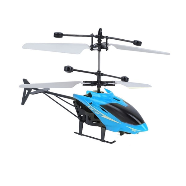 Mini 2-kanals Rc Helikopter Plast Blå USB Laddning Elektrisk fjärrkontroll Flygplan För Barn