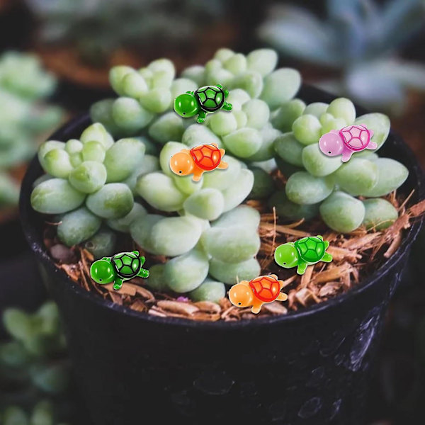 Miniature Skildpadde, Resin Skildpadde Figurer Multicolor Havskildpadde Statue, Mini Skildpadde Figurer Til Fe Have Mikro Landskab Kage Toppers