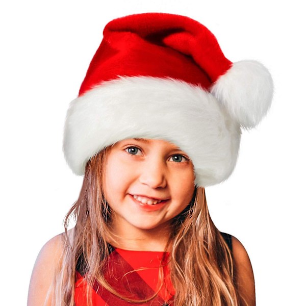 SZTXJ 2-pack Jultomteluvor, Julhatt för Barn, Unisex Mysig Sammet, Extra Tjock Klassisk Päls för Jul, Nyår, Festtillbehör