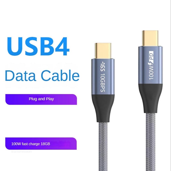 Type-c til C-kabel Usb C 100w Usb 3.1 Gen2 10gbps 4k 60hz video nylonvevlegeringslinje for databehandling