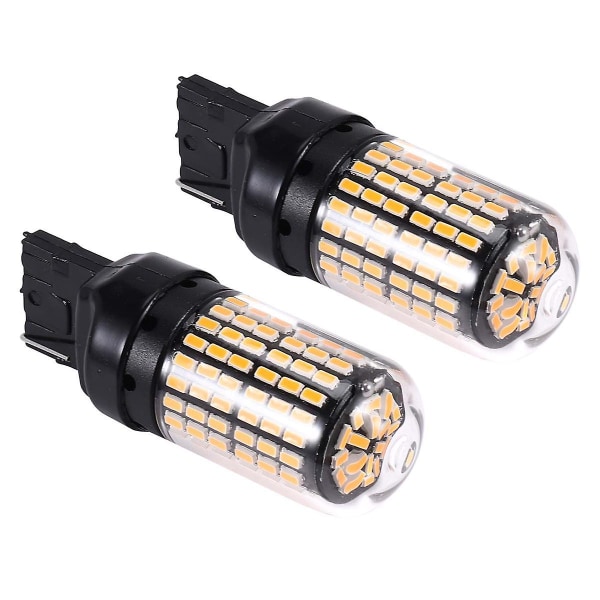 2X 7440 Canbus Super Bright felfri LED-lampa T20 W21W 144 SMD bärnstensfärgad för omvänd svansvisare