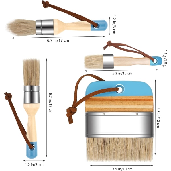 4 kpl Liitu- ja vahamaalaussiveltimiä Harjakset Maalaus Luonnonsiveltimet Puinen kahva Tee tee itse vahaussiveltimet taidekäsityölle puuhuonekaluille kodinsisustus W