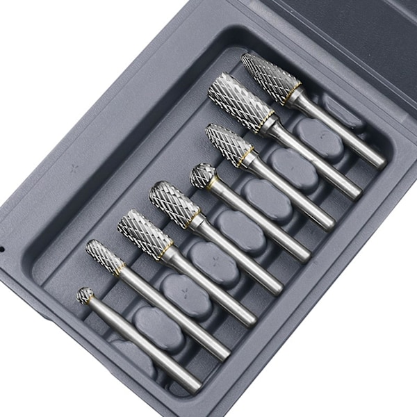 8 st 1/4'' Dubbelskurna volframstålk Carbide Rotary Burr Die Grinder Shank Bit Ny