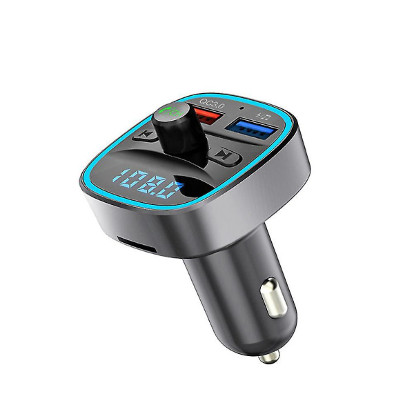 Bluetooth 50 trådløs bil FM-sender MP3-afspiller Radio 2-USB opladeradapter