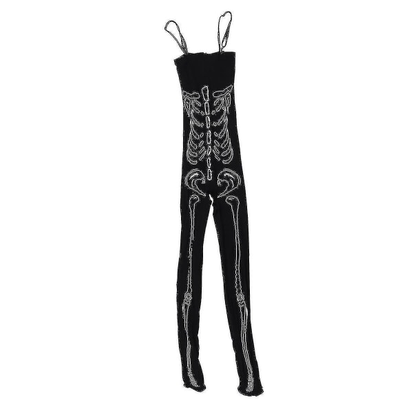 1 stk Sexet undertøj Skridtløst skeletmønster Halter Halloween Jumpsuit Silkestrømper Lingeri til voksne