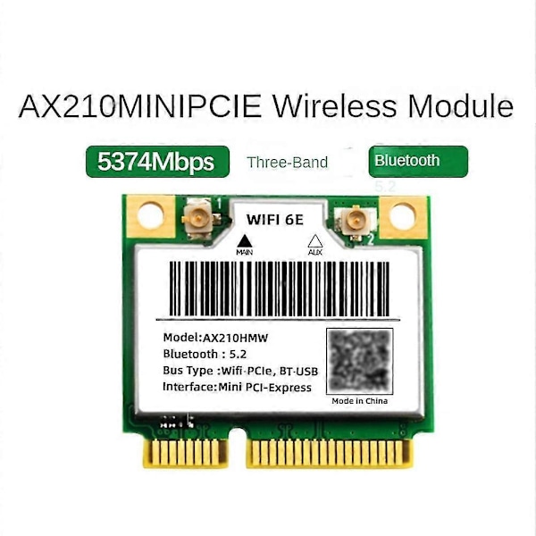 WiFi 6E AX210HMW Mini PCIE WiFi 6 Wifi-kort för AX210 5374Mbps Bluetooth5.2 802.11Ax 2.4G/5G/6G WiF