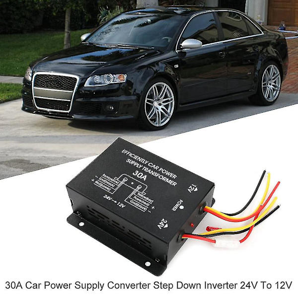 24V til 12V 30A Bil Strømforsyning Buck Transformer Konverter Lastbil Bus DVD Lyd Modificering Effektiv Køretøjs Strøm Buck