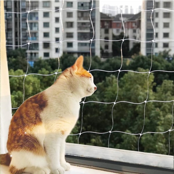 Kattsikkerhetsnett, kattebeskyttelsesnett, høykvalitets transparent, ikke-boret balkong kattnett for balkonger, vinduer, trapper og terrasser