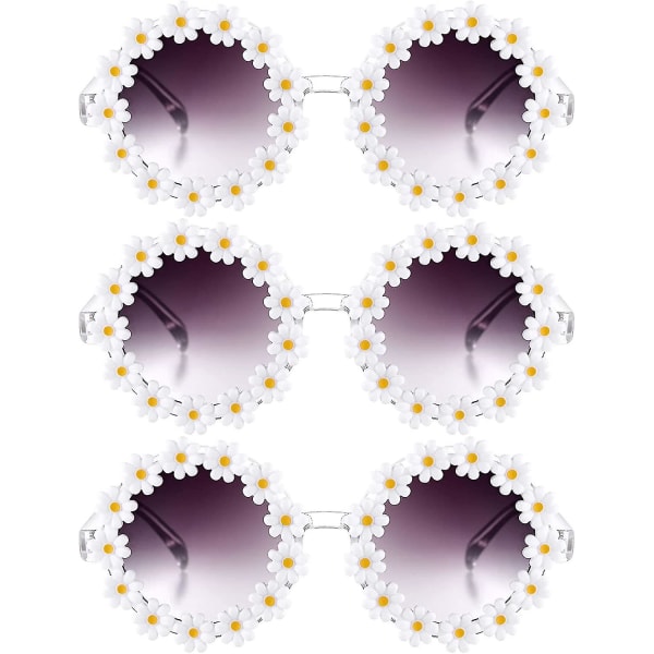 3 pakker Daisy Flower solbriller Daisy S runde briller Novel Fl solbriller Briller til kvinder