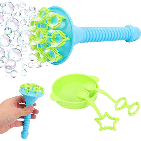 Bubbelblåsare för barn, trumpetformad bubbelstav med runda brickor bubbelmaskiner, återanvändbar bubbelmaskin set för fest, utomhus