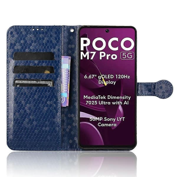 Til Xiaomi Poco M7 Pro 5G Redmi Note 14 5G Wallet Case Dot Pattern Imprint PU Læder Telefoncover -