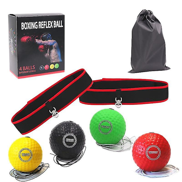 Boks Ultimate Reflex Bold Sæt - 4 React Reflex Bold Plus 2 Justerbare Pandebånd, Perfekt til Reflekser, Timing, Præcision, Fokus og Hånd-Øje Koordination