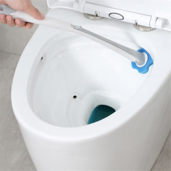 Toalettborstehandtag med 24-tals toalettpåfyllningsdynor Engångs toalettskål Borstrengöring Toalett B