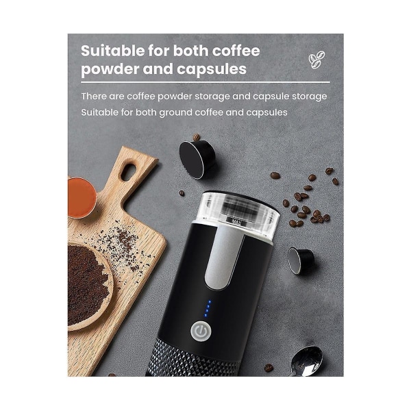 Bärbar Trådlös Kaffemaskin Inbyggt batteri Uppladdningsbart Utomhus Resebil Hemma Helautomatisk
