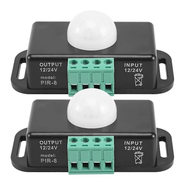 Bevegelsessensorbryter, 12V 24V PIR-sensor LED for fleksible LED-strips, 2-pakning
