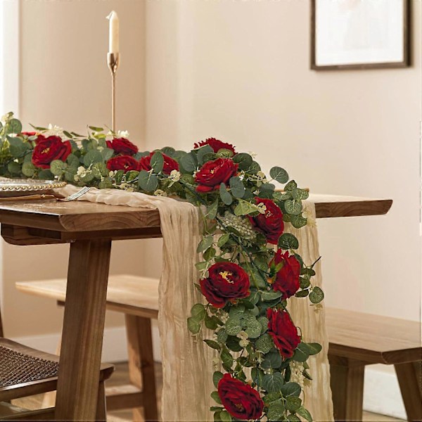 Konstgjorda blommor 2M 7 kameliablommor vinranka inomhus vägg hem dekoration estetisk design