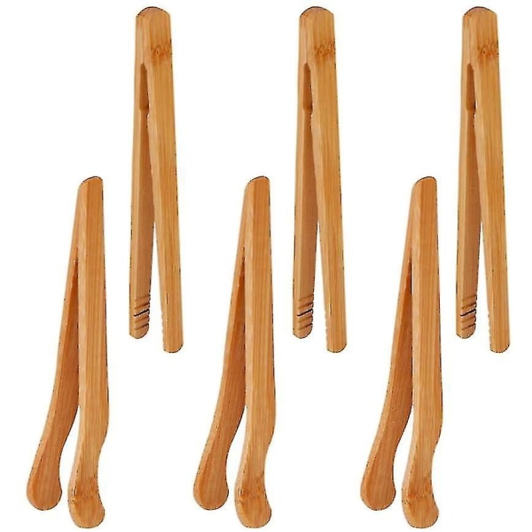 6 deler bambus kjøkkentang, bambustang, trebrødtang, kjøkkentang