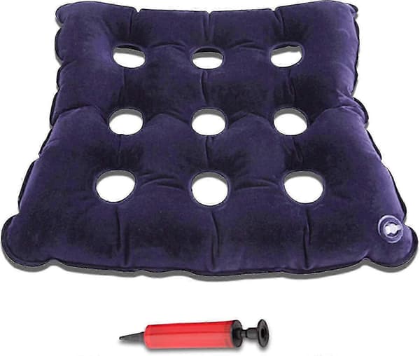 Luft Uppblåsbar Sittdyna, Våffelmönstrad Tryckavlastning med Luftpump, 48 cm