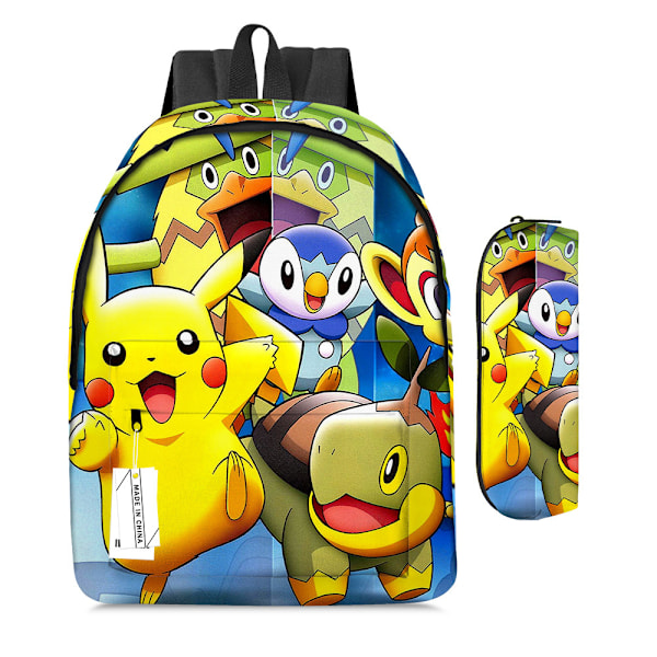 Ny tecknad Pikachu grundskola och gymnasium ryggsäck tvådelad set