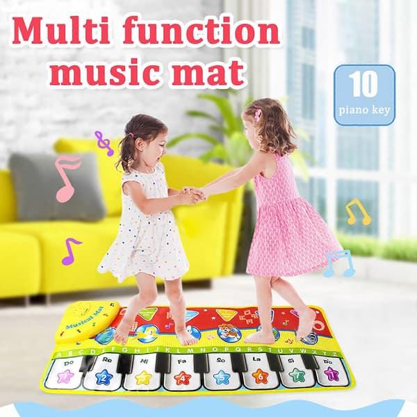 Spillbar Keyboard Musikk Sang Gym Teppet Matte Barn Leke