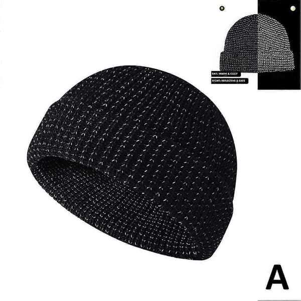 Nattreflekterande stickad mössa i siden Höst/vinter Skullcaps Unisex Termiska mössor Black