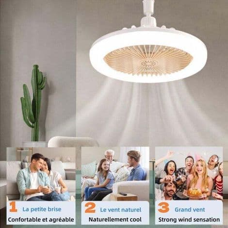 Loftventilator med lys. Lydløs loftventilator. E27 dæmpbar LED-loftlampe. 3 hastigheder. Timer (grå) [Energiklasse A]