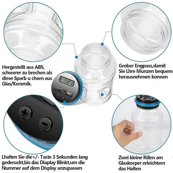 Spargris med räknare Elektronisk spargris EU-mynträknare LCD 1,8L förvaring sparande