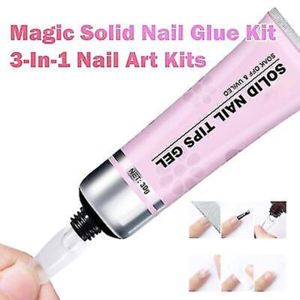 Lulou Magic Solid Neglelim Kit 3-i-1 Neglekunst Kits til Negletip Tryk på Negle