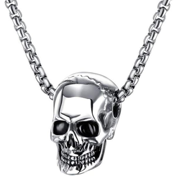 Halloween Skull Halsband Hänge Gotisk Vintage Halsband Titan Stål Smycken Män Pojkar Silver