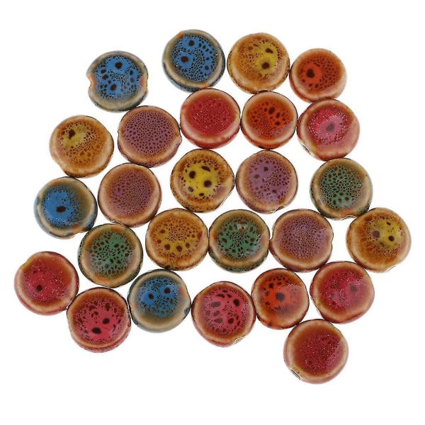 30 stykker runde flate avstandsperler Porselenskeramikkperler for smykkefremstilling-yu