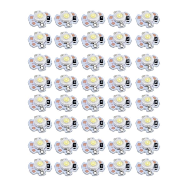 40 stk LED Chip Pære 1W 24V 16mm/0.6in Aluminium Base Lavt Strømforbrug Lampeperler til Lommelygter Forlygter Hvidt Lys