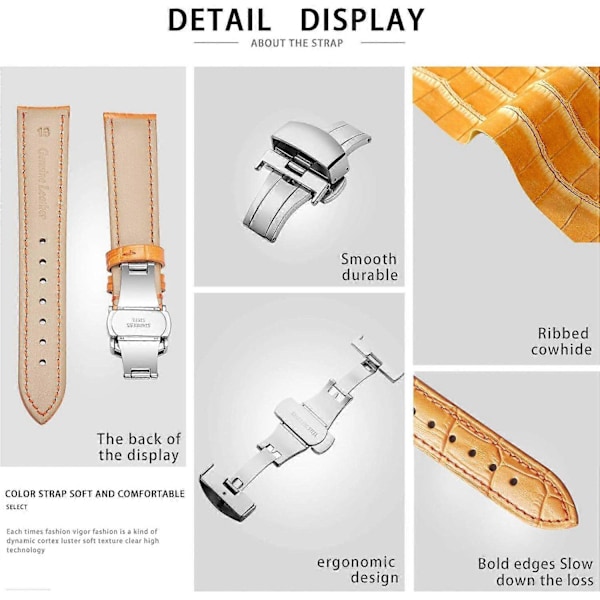 Läderarmbandsbyte för klockor ljusbrunt stilrent hållbart klassisk design