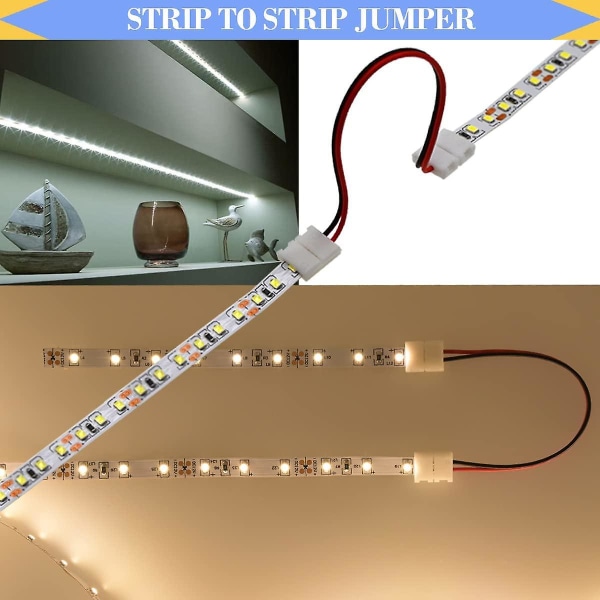 2-polet LED-stikkontaktssæt, loddefri stik, 2-vejs DC-stiksplitter til 8 mm 2-polet 2835