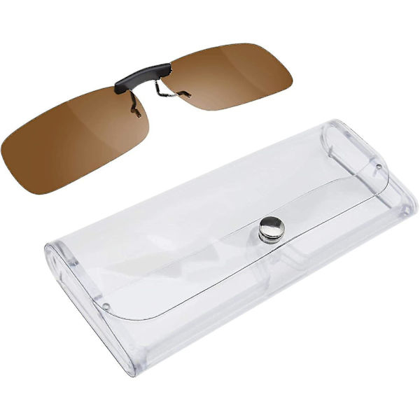 Ramlösa Clip-on Solglasögon, UV400 Polariserande Solglasögonlins Mörkbrun