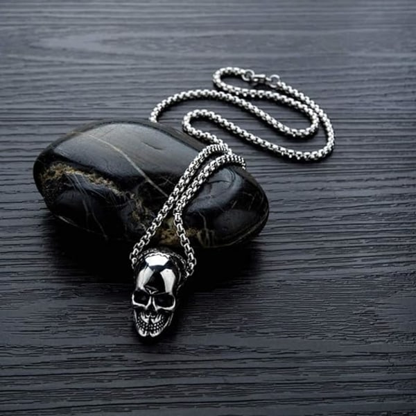 Halloween kranium halskæde vedhæng gotisk vintage halskæde titan stål smykker mænd drenge sølv