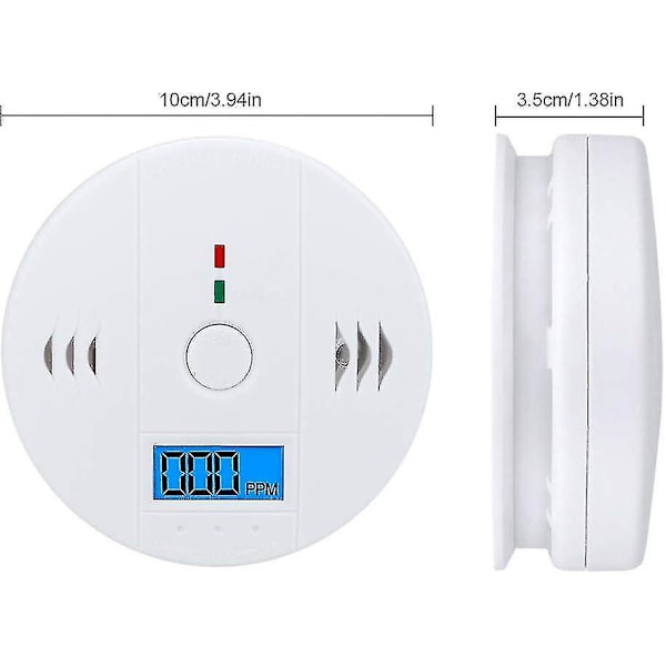 Kulmonoxiddetektor 3-pak, Co-alarmdetektorsensor Batteridrevet med LCD-digitaldisplay F