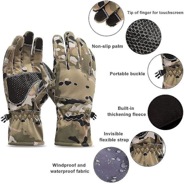 Vinterhandsker Varme Vandtætte Anti-Slip Fiskerihandsker Motorcykelhandsker Vinter Camo Jagt Ski Camping Handsker