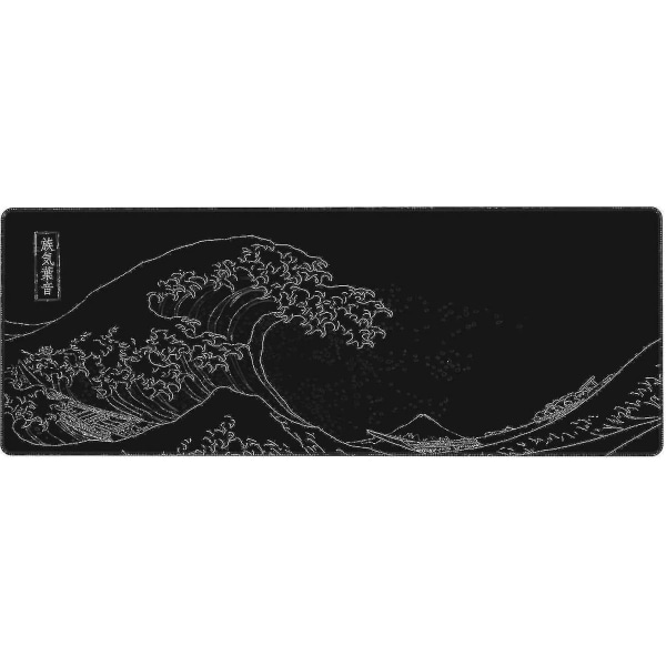 Utvidet stor anime svart musematte The Great Wave Off Kanagawa Painting Big Gaming Mouse Mat Xxl Sklisikker vannbestandig gummibase Datamaskin Keybo