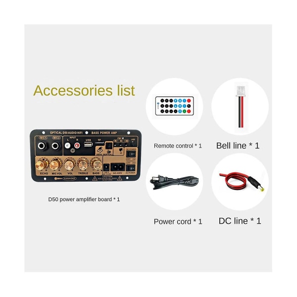 D50 35w Subwoofer effektforstærkerkort med optisk lyd 12v24v220v Bluetooth lydforstærker Boa