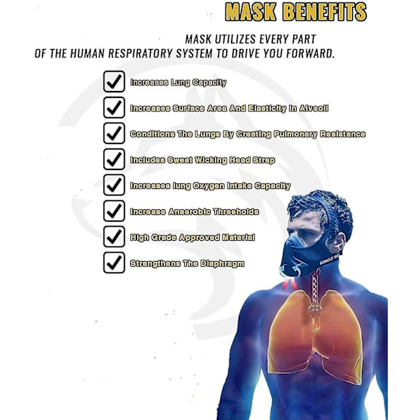 2024 Korkean Korkeuden Maski, Harjoitusnaamio Miehille Keuhkojen Kapasiteetin Parantamiseksi, 24 Tason Hengityksen Vastuskuntonaamio Kestävyyden Parantamiseksi, Kaikille
