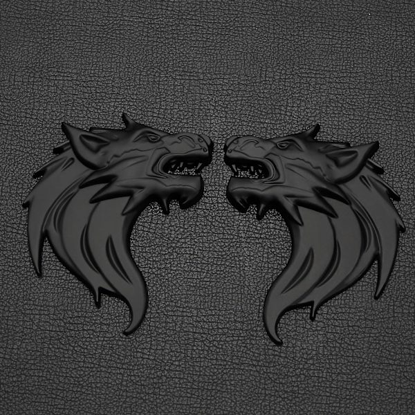 Et par 3D metall ulvehode bilklistremer ulvehode klistremer emblem merke reflekterende motorsykkel auto dekorasjon klistremer