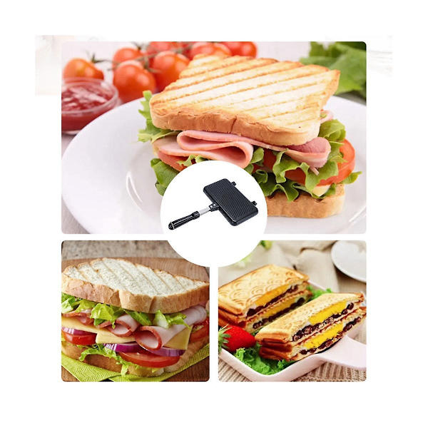 Gass-stekepanne for smørbrød, brød, toast, frokost, pannekaker, baking, grill, form