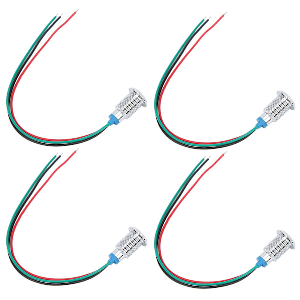 Mini Common Anode 10mm Indikatorlamper 110220V - 2-Farvet Forudtrådet Runde LED'er (Rød og Grøn) Sæt af 4