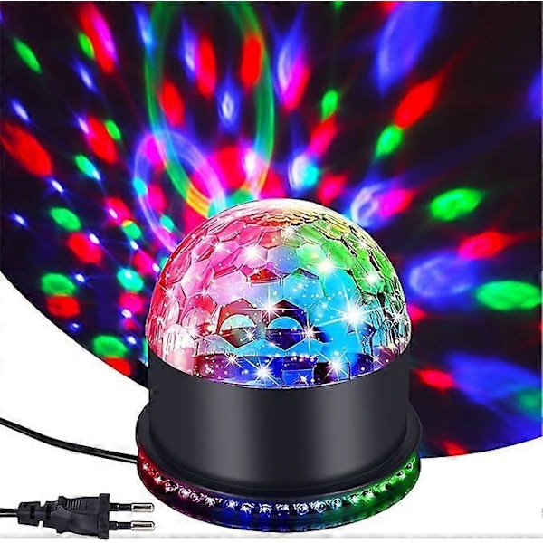 Diskokugle, 48 LED-lys, 7 RGB-farver, diskokugle, 360 graders rotation, diskolys, musikstyret og automatisk tilstand, scenebelysning, dekoration til ho