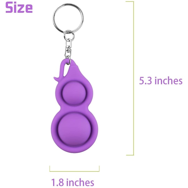 3 stk Fidget Simple Dimple Nøkkelring Pop Boblestoy Stressavlastning