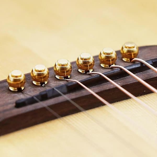 6st Metall Akustisk Gitarr Stall Pins Mässing Gitarrsträngar Fixerade Konsträng Pins Strängspikar - Bra