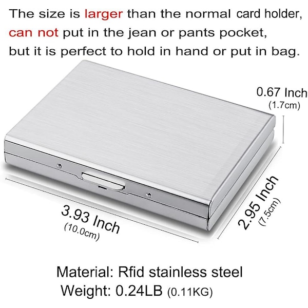 2-pakks metall RFID kredittkortbeskytter for kredittkortlommebok og visittkortlommebok for menn og kvinner, gaveeske (sølv)