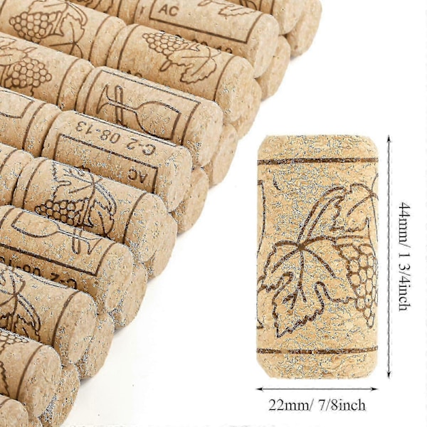 100 stk. naturlige vinkorke 2,1x4 mm Premium lige korkprop Naturlige trækorke Fremragende til flaskevin, ølflasker - Pjun