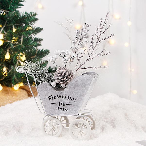 Trähusbil Blomkruka Hantverk Dekorationer Jul Dekorationer Simulering Frukt Blomsterarrangemang Behållare